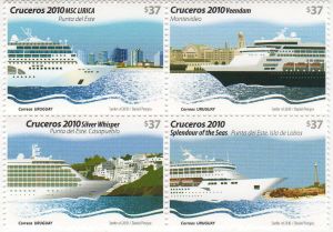 Imagen de cuatro cruceros que arriban a Uruguay.