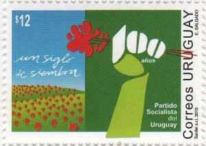 Ilustración de un campo con flores rojas, una mano toma una de ellas, sobre el dibujo reza 