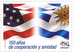 Las banderas de ambos países, EEUU y Uruguay