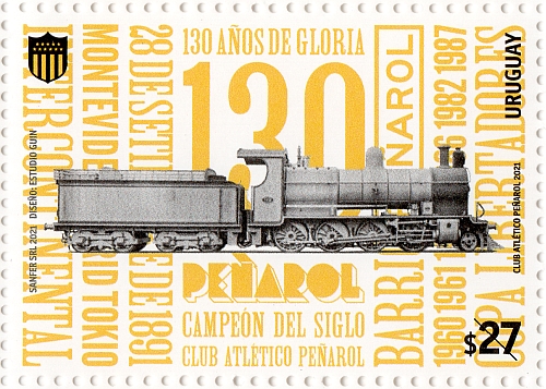 Locomotora Clase R1, escudo del Club Atlético Peñarol y frases alusivas