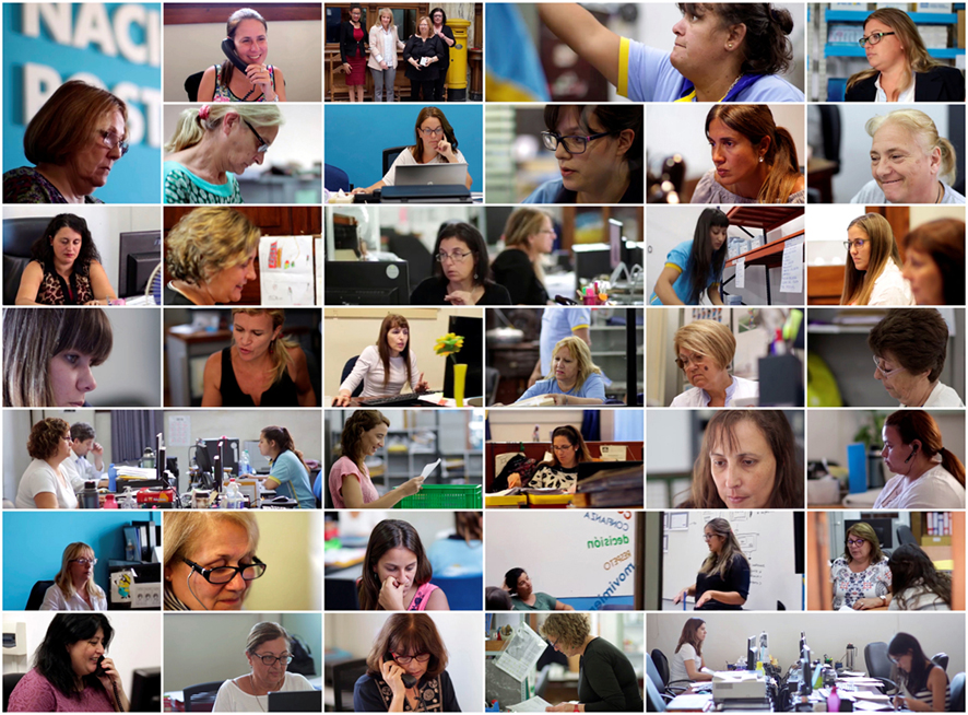 Collage de fotos de trabajadoras de Correo Uruguayo