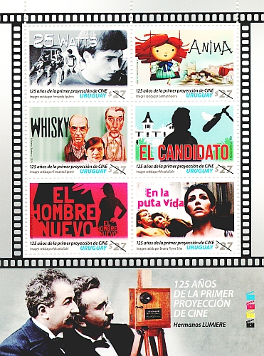 Fotografía de los hermanos Lumiere y afiches de 6 películas uruguayas