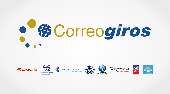 Logo de Correogiros y países que lo conforman