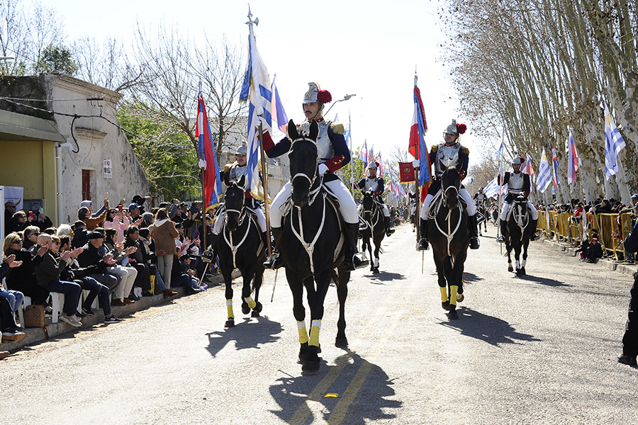 Desfile de efectivos militares a caballo