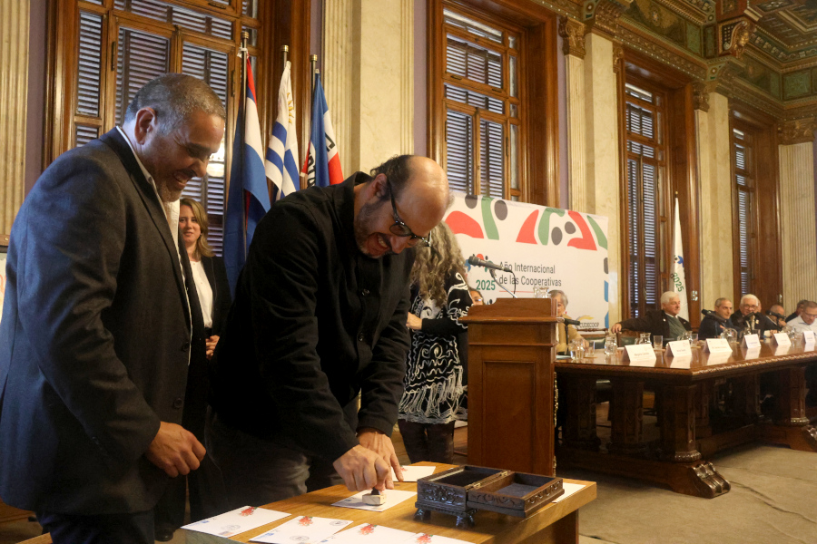 El presidente de la Cámara de Representantes, diputado Sebastián Valdomir, matasellando