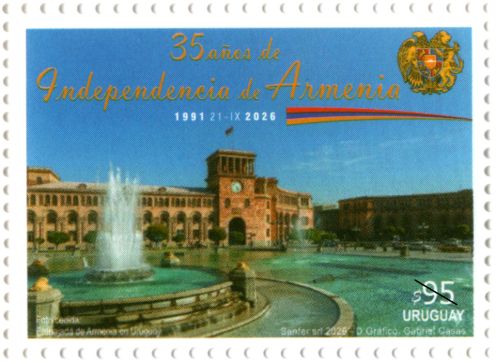 Sello conmemorativo 35 Años Independencia de Armenia