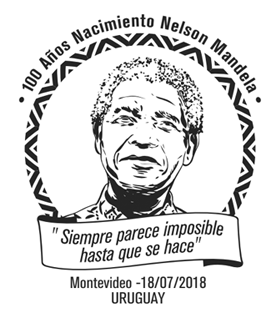 Rostro de Nelson Mandela y la leyenda 