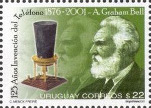 Imagen de Alexander Graham Bell y teléfono