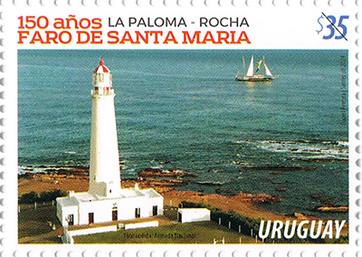 Imagen aérea del Faro Santa María, en La Paloma, Rocha