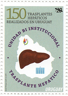 Un hígado sobre el contorno de Uruguay