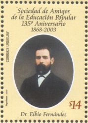 Retrato de Dr. Elbio Fernández. En la cabecera se lee: 