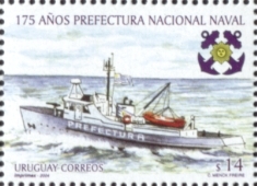 Ilustración de barco de prefectura nacional en el agua.