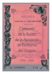 Página de la Revista de Escribanos del Uruguay color rosa.