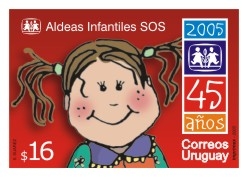 Imagen ilustrada de niña, ícono de Aldeas Infantiles. Al costado el logo de Aldeas Infantiles.
