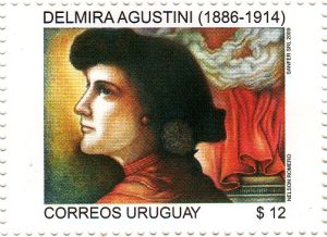 Ilustración de rostro de Delmira Agustini
