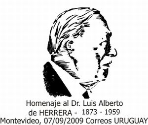 Ilustración en blanco y negro de perfil del Dr. Luis Alberto de Herrera