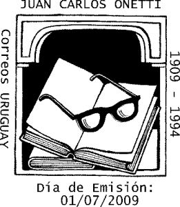 Ilustración en trazo negro de libro y lentes encima del mismo.
