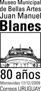 Ilustración en líneas negras de la fachada del Museo Juan Manuel Blanes