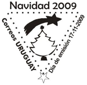 Árbol navideño y estrella fugaz en blanco y negro