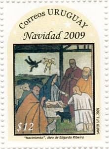 Reproducción del óleo ˜Nacimiento˜del artista plástico Edgardo Ribeiro.
