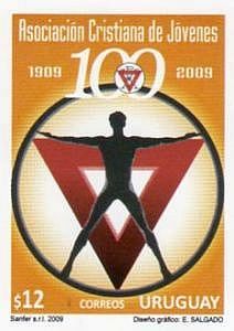 Logo de Asociación Cristiana de Jóvenes, sobre él la silueta de un joven atleta.