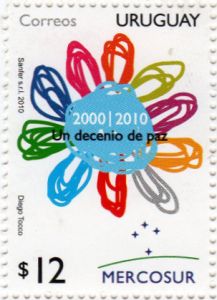 Ilustración de flor de colores, símbolo de la celebración de un Decenio de Paz