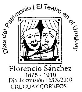 Imagen de las clásicas máscaras de teatro, en medio de dos cortinas.