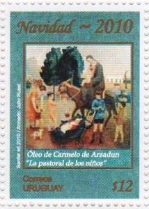 Reproducción del óleo ˜La Pastoral de los Niños˜del pintor uruguayo Carmelo de Arzadun
