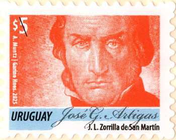 Estampa de Artigas en tono naranja
