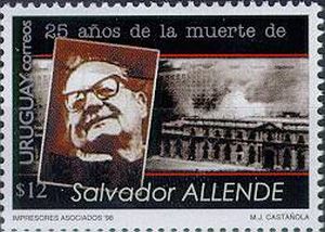 Ilustración de Salvador Allende y Palacio de la Moneda
