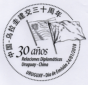 Banderas de Uruguay y China