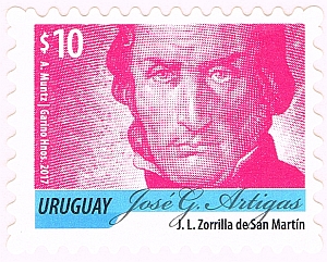 Imagen de artigas en tonalidad fucsia