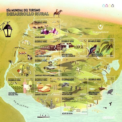 Mapa de Uruguay con regiones destacadas por su producción