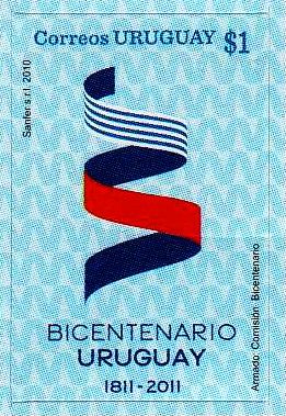 El logotipo está representado por una cinta festiva a modo de escarapela, una Sutil B generada a través de la deconstrucción de los mas importantes símbolos nacionales: los pabellones patrios. La Bandera de Artigas ubicada en la parte inferior de la estructura, como base de la Independencia Oriental. En lo alto nacen las bandas de nuestro pabellón Nacional. Trasmite de manera amigable y fácilmente reconocible el carácter festivo, pero también la solemnidad que merece esta celebración.