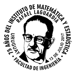 El matasello exhibe la figura de Rafael Laguardia. Alrededor se lee 
