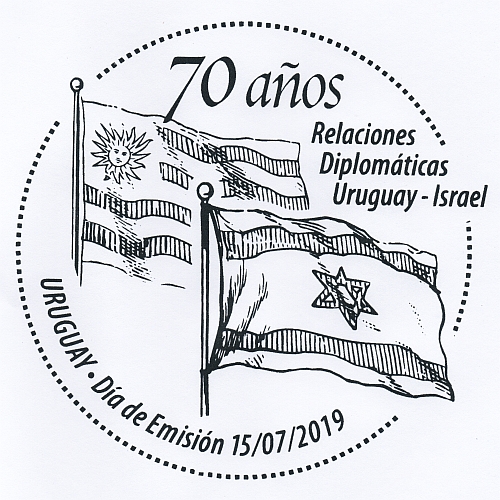 Banderas de Uruguay e Israel