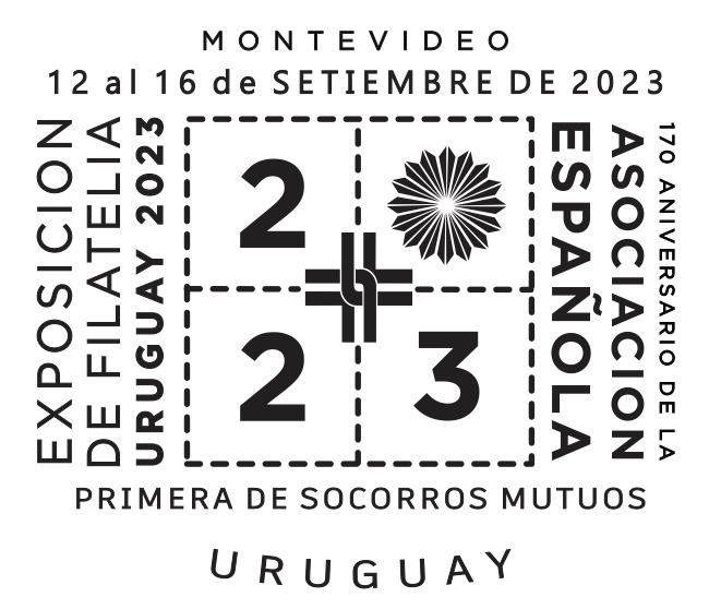 Logo de la exposición filatélica internacional Uruguay 2023