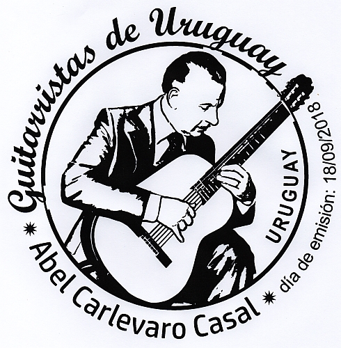 Ilustración de Abel Carlevaro Casal con su guitarra.