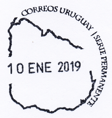 Contorno de Uruguay y la fecha 10 de enero de 2019.