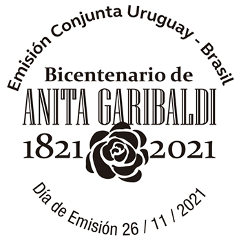 El nombre Anita Garibaldi y una rosa en el centro