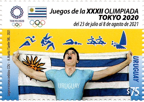 Atleta con bandera uruguaya
