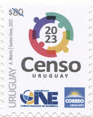 Logo del Censo 2023, INE y Correo Uruguayo