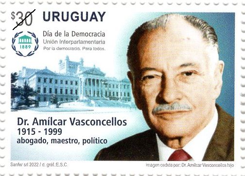 Retrato del Dr. Amilcar Vasconcellos y Palacio Legislativo de Uruguay