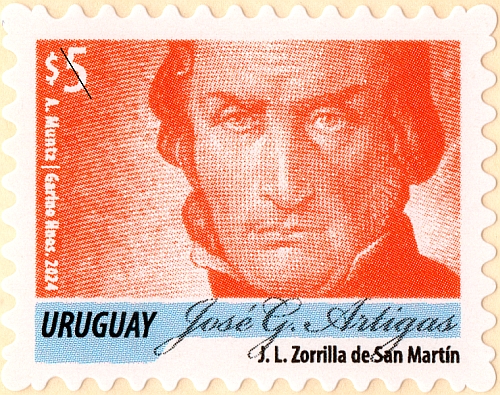 Estampa de José G. Artigas en tono naranja