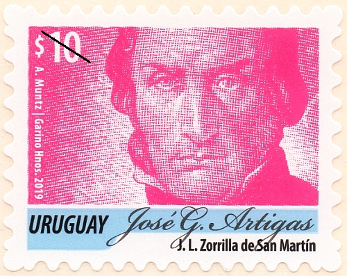 Rostro de Artigas en tono magenta