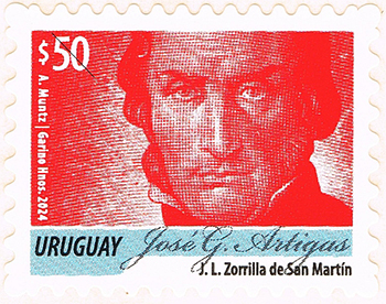 Estampa de José G.Artigas en color lacre