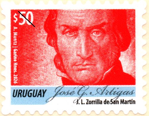 Sello Serie permanente “José Gervasio Artigas – Color Lacre”