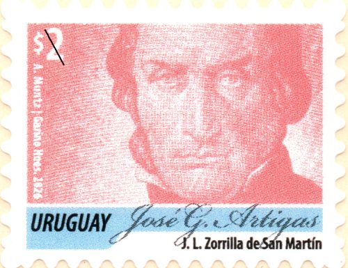 Sello  Serie permanente “José Gervasio Artigas – Color Rosa Viejo”