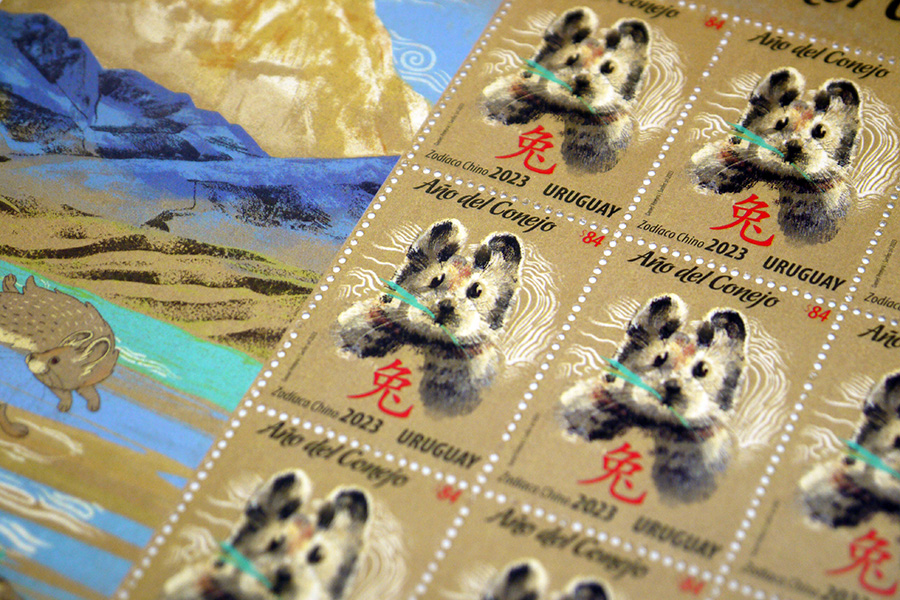 Plancha de sellos Zodiaco Chino - Año del Conejo